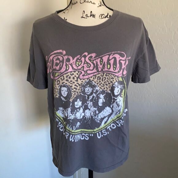 Aerosmith Gray Distressed Graphic Shirt - Picture 1 of 7